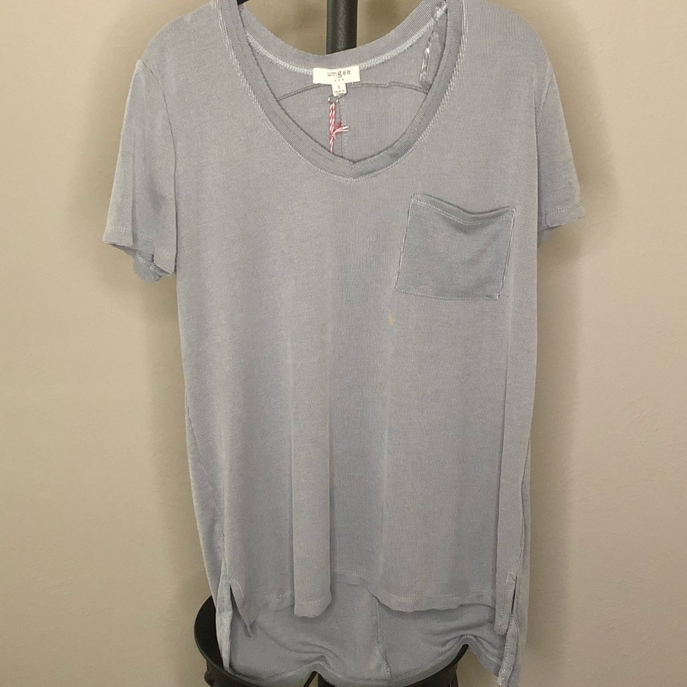 Short Sleeve Ribbed V-Neck